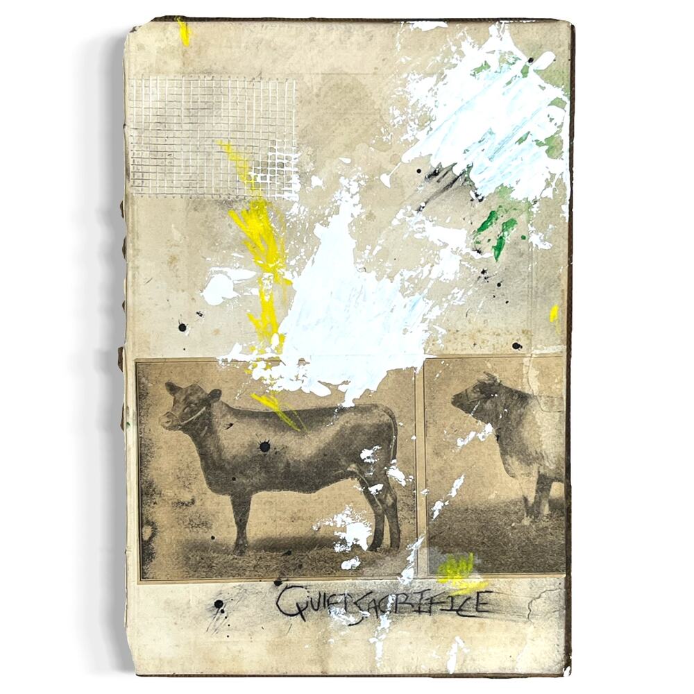 Original Mixed Media Modern Art Collage "Grith" 7x10.5" Signed